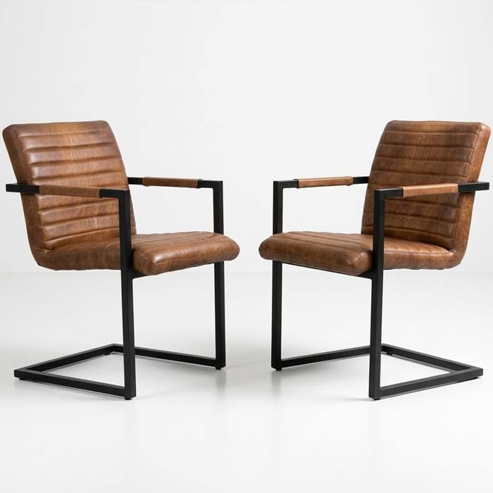 Coppia Sedie Industrial Vintage Pelle
