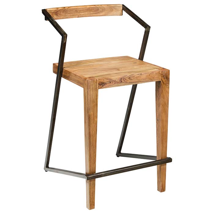 Sgabello Boston legno massello e ferro